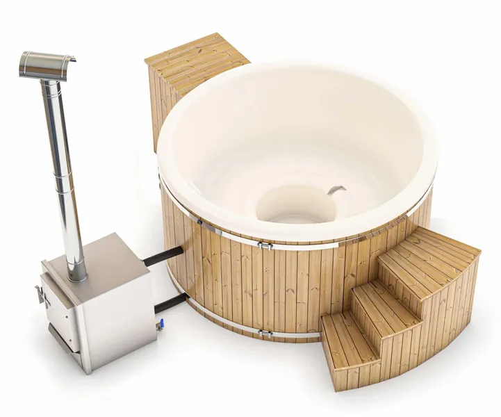 Houtgestookte Hottub Met Filteraansluiting - 4-6 Personen - Wit 3 Houtgestookte Hottub Met Filteraansluiting - 4-6 Personen - Wit